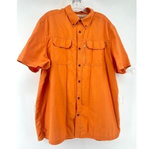 Field & Stream Men XL Orange Fishing Shirt Short Sleeve Mesh Back Hiking Utility